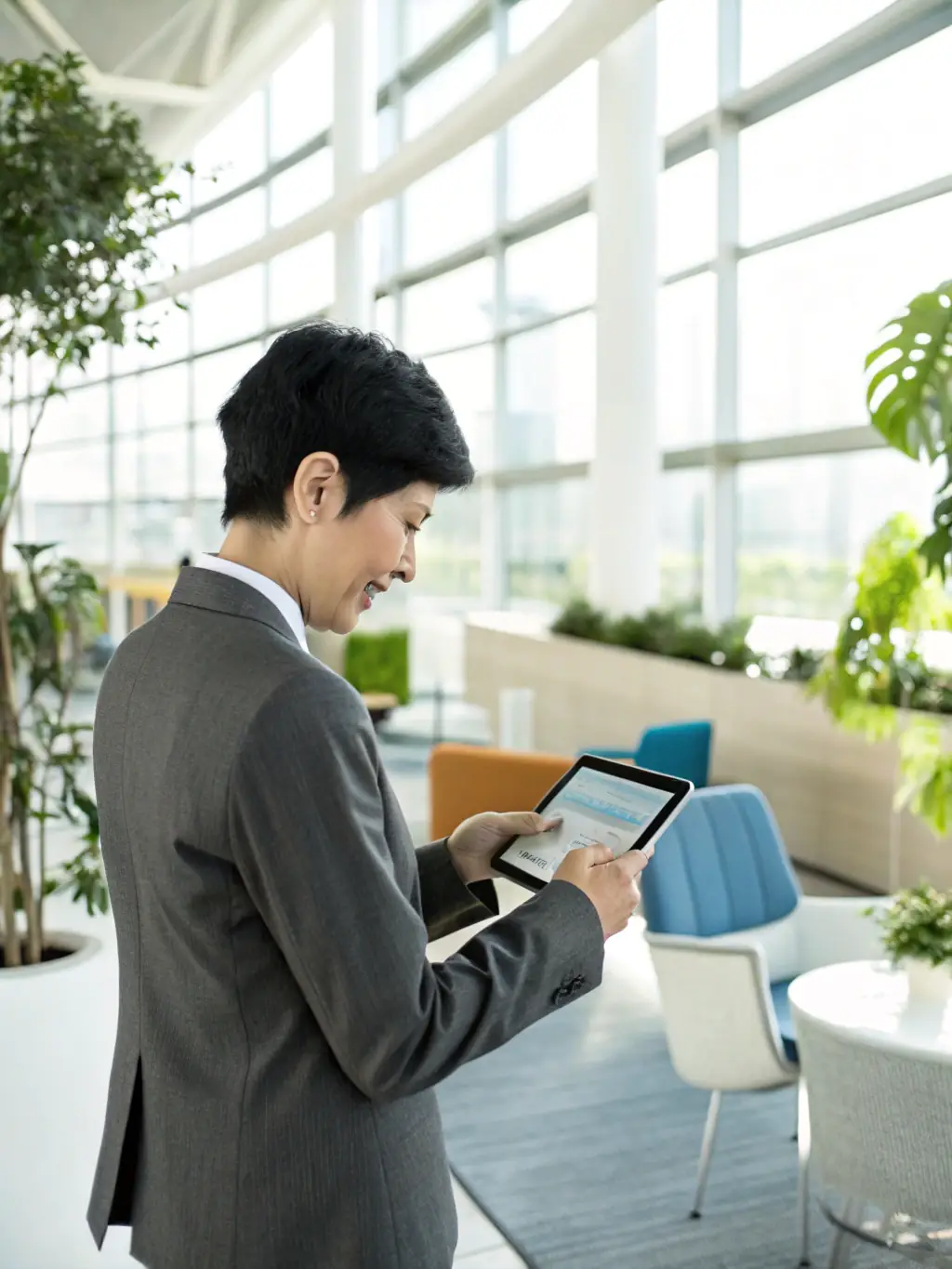 A professional showcasing a variety of financial products on a digital tablet, emphasizing the diversity of options available.