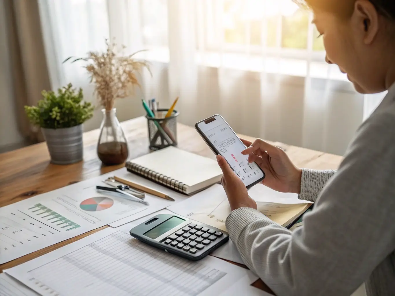 An image of a person creating a budget on a laptop, with various expense categories and financial goals displayed. The image should convey a sense of control and planning.